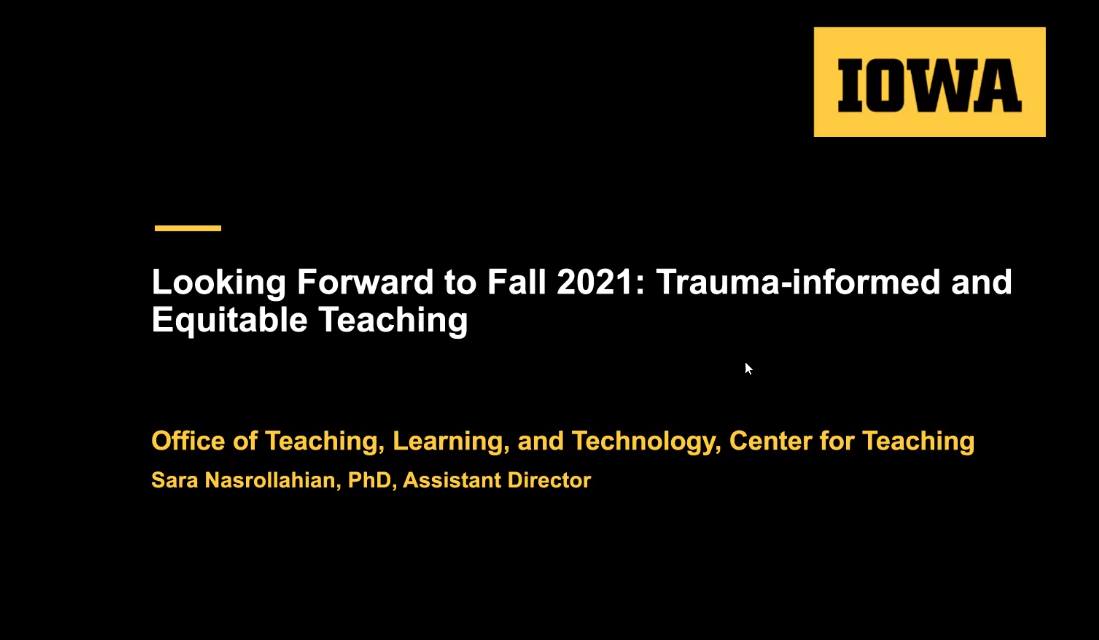 Trauma-informed teaching introduction slide